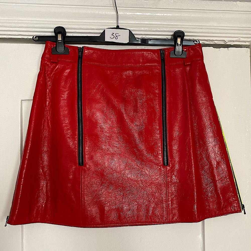 MARCELL VON BERLIN red coated leather skirt US SZ 6